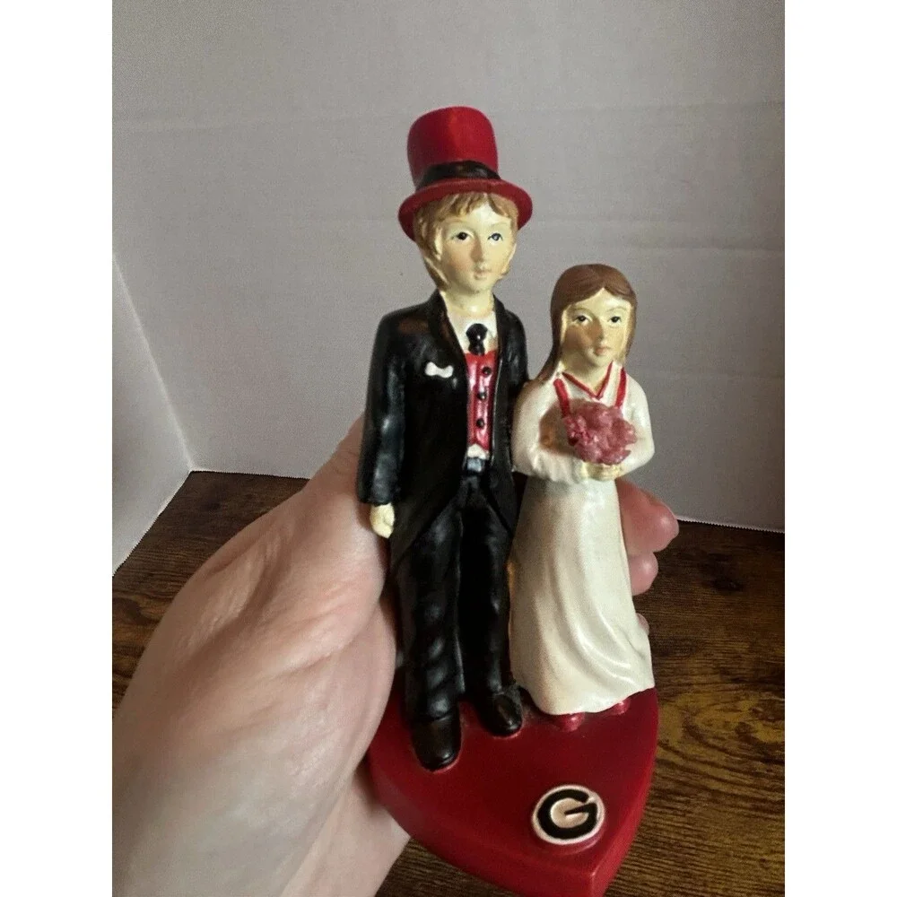 Georgia Bulldogs Bride Groom Wedding Cake Topper Figurine UGA Dawgs G Logo Decor